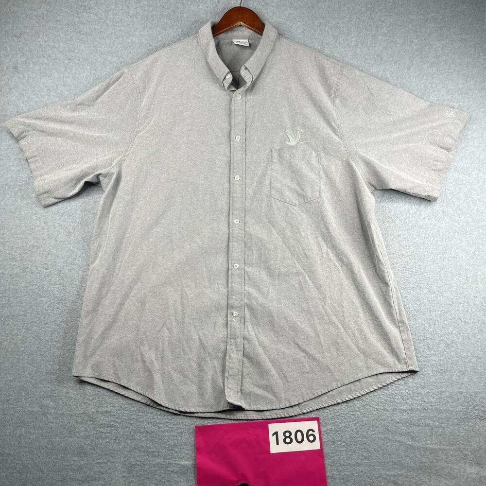 Wawa Work Shirt Gray Heather Pocket Embroidered Button Up Short Sleeve 3XL